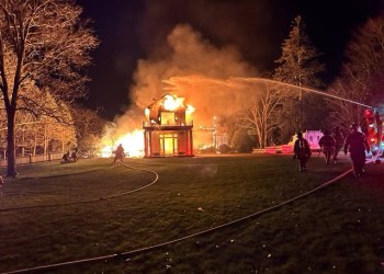 Film producer Oren Aviv's Southampton mansion burned to the ground.