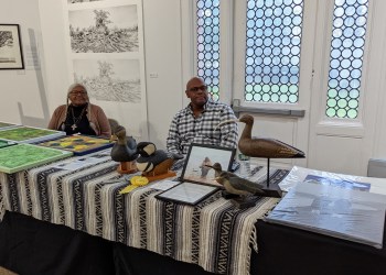 Gloria Smith and Lyle Smith presenting their art at Southampton Arts Center