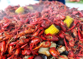 Dig into an authentic Mardi Gras crawfish boil at Greenport Harbor Brewing Co.