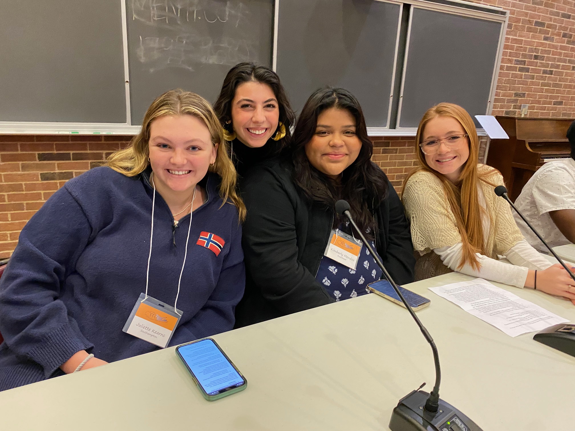 Juliette Kearns, Lauren Amarouso, Kimberly Mendez, and Aela Bailey at East End Partnership For Youth Conference December 2023 The Retreat teen leadership council help combat teen dating violence