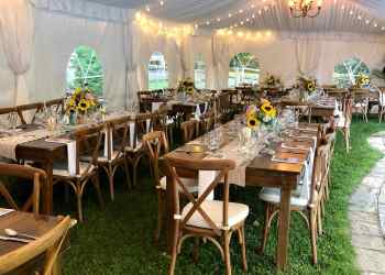 A rustic tent provided by Long Island Tent and Party Rentals