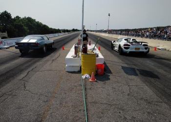 Drivers get ready to race at Race Track Not Street drag strip in Calverton