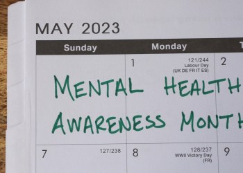 Mental Health Awareness Month marked on a May 2023 calendar.