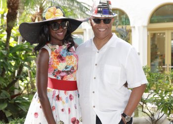 Gemma Maxime, Mark Gibbon at the Worth Avenue Association's Kentucky Derby Party