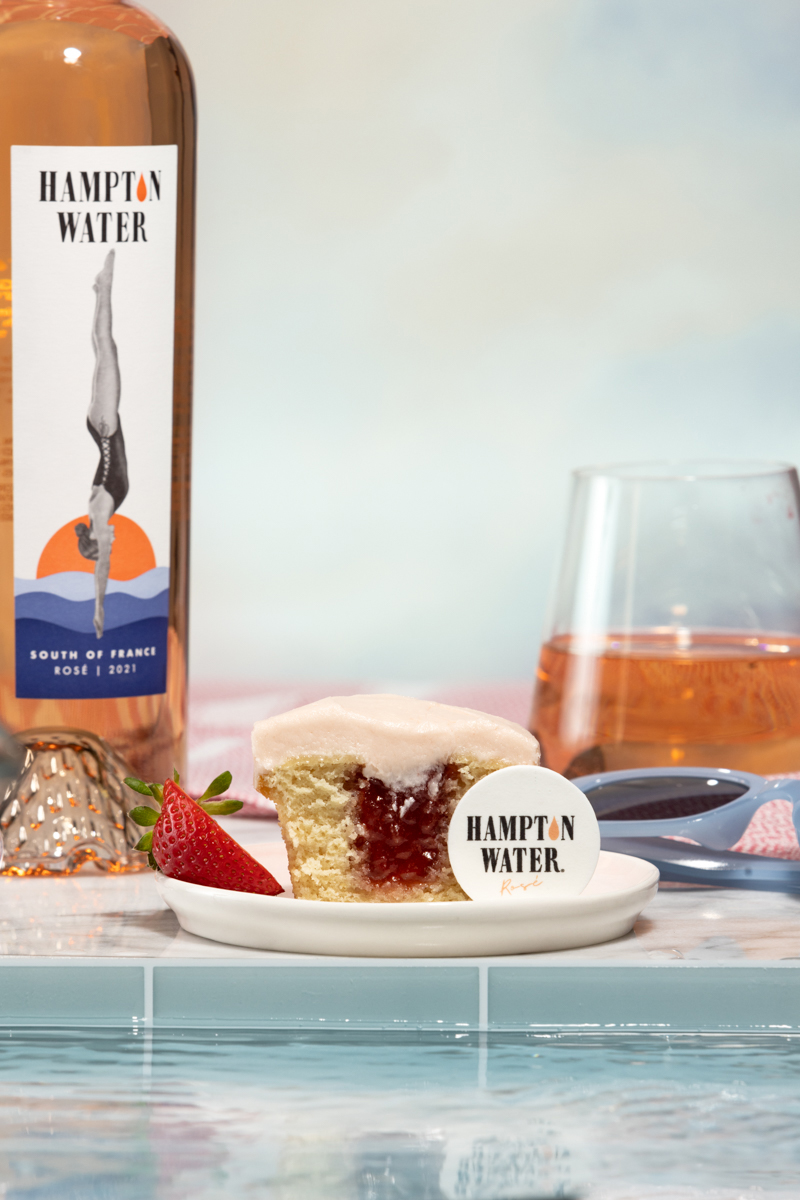 Hampton Water rosé and Sprinkles Bakery made a cupcake!