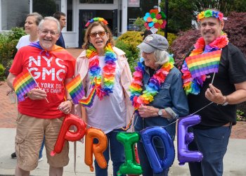 Joe Giacalone, Diane Giacalone, Rosemary Gutwillig, Samuel Lartigaut at the North Fork Pride Parade