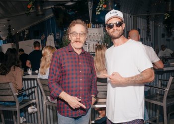 The Clubhouse director Matt Rubenstein (on right) with Bryan Cranston (left)