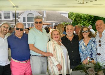 David Feldman, Stewart Cahn, Louis Galpern, Eva Galpern, Dr. Phil Horowitz, Karoll Feldman, Rabbi Marc Schneier at Geraldo's Celebration