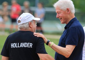 Hollander and Bill Clinton at the Artists & Writers Game