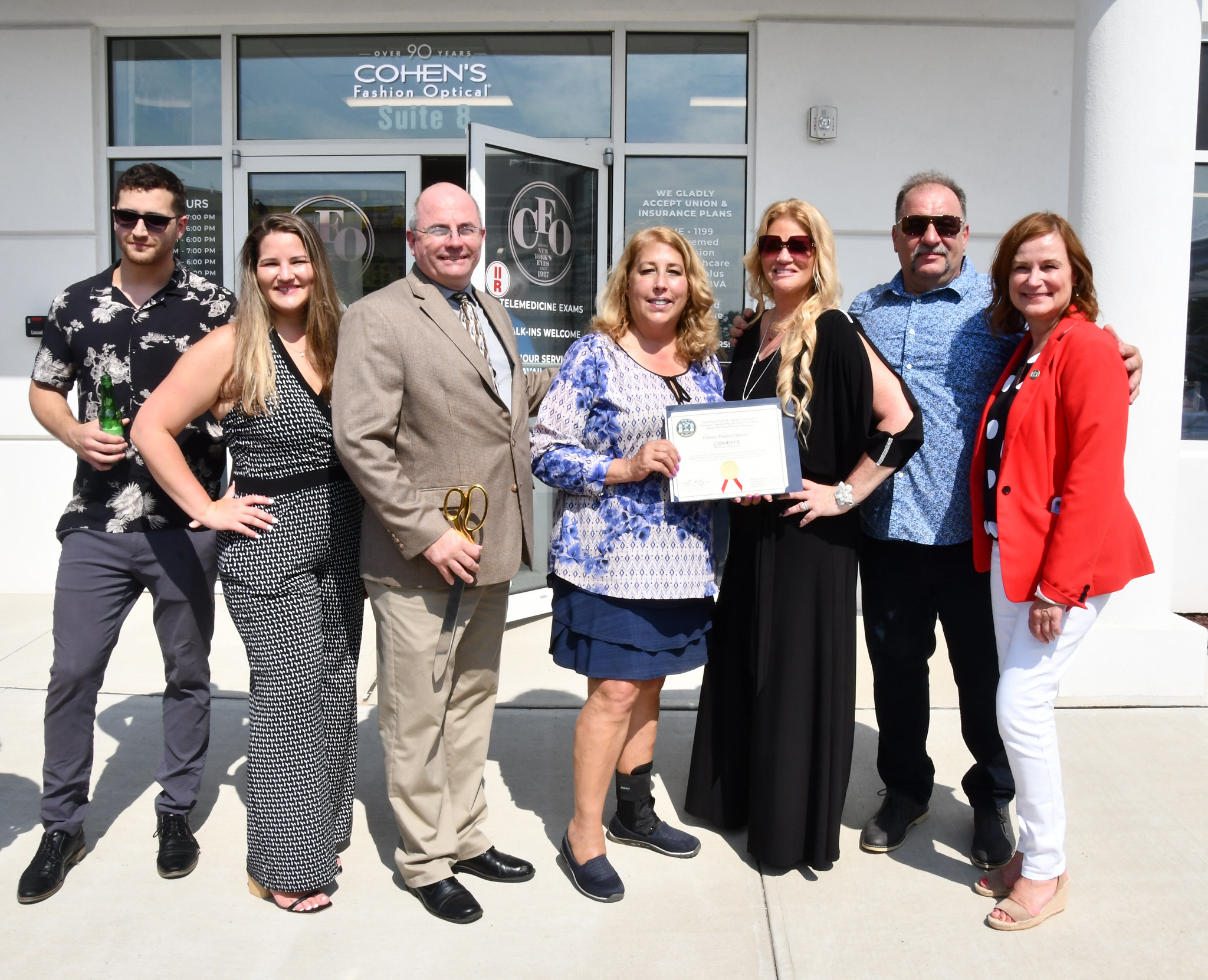 Anthony Remigio, Samantha Smilovich, Riverhead Councilman Kenneth Rothwell, Riverhead Town Supervisor, Yvette Aguiar, Charlotte Rose, Raymond Smilovich, and Riverhead Councilwoman Catherine Kent. (Photo by Ed Shin)