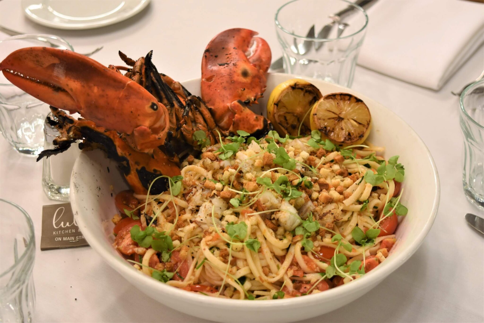 Grilled Lobster and Linguini at Duryea's Orient Point