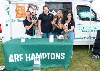 ARF (Animal Rescue Fund) with adoptable dogs at the Hampton Classic