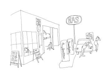 Hamptons gas pop-up cartoon by Dan Rattiner