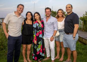 Peter Stein, Allison Kronick, Sas Goldberg, Adam Simon, Elizabeth and Michael Kleinman at New Suffolk Waterfront Fund's Soiree