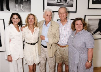 Sally Martin Katz, Simone Levinson, Harry Benson, Peter Gregory, Christina Mossaides Strassfield at Harry Benson's 'A Moment in Time' exhibit