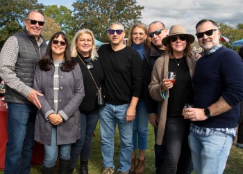 Tony and Cindy Gonzalez, Michael and Michele Shlala, Claudia Ferrara, Chris Boudouris, Diana Halton, Seth Feyler at Wolffer Estate's Harvest Party