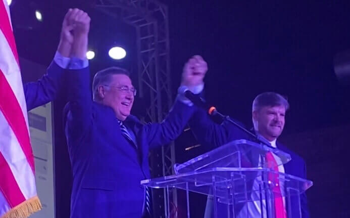 Suffolk County Executive-elect Ed Romaine declared victory on November 7, 2023 at Stero Garden in Patchogue (Long Island Press photo)