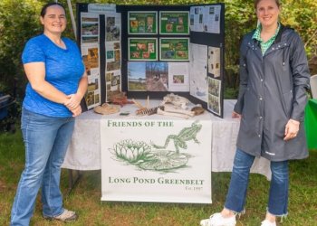 Friends of Long Pond Greenbelt Secretary Treasurer Jean McDermott, Board Member Meghan Moore at the Long Pond Greenbelt Celebration