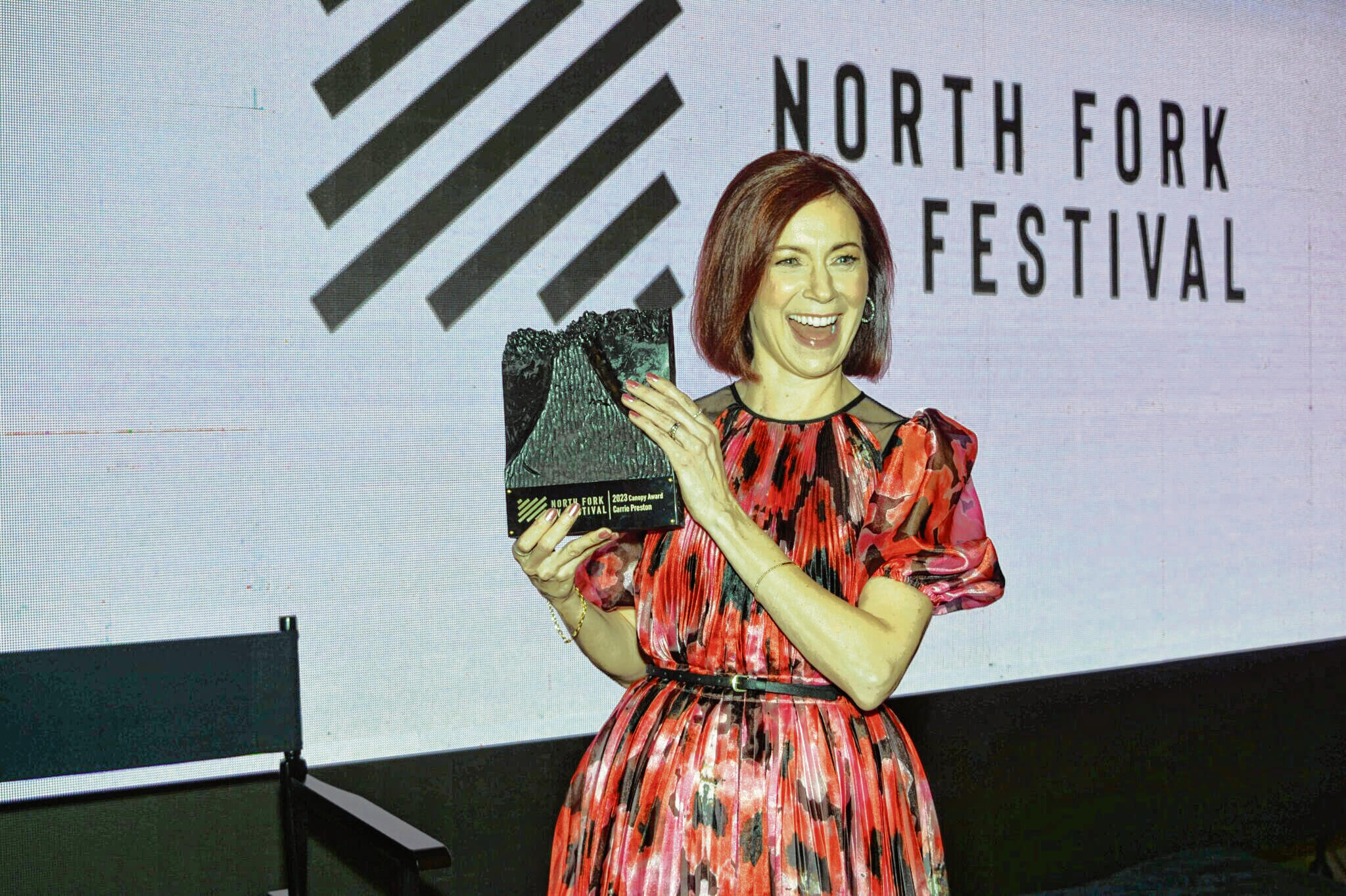 Emmy Award-winning actress Carrie Preston was presented with the 2023 Canopy Award at the North Fork TV Festival