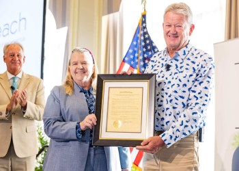 Palm Beach Mayor Danielle Moore and Guy Harvey