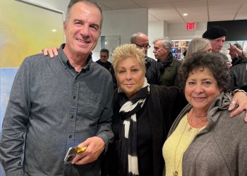 Artist Haim Mizrahi, Beverly Silver, Jane Stuart at the East Hampton White Room Gallery Reception