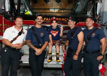 Lt Anthony Curtis, Firefighter Daniel Carreno, Dylan Flores, Firefighter Larry Katz, Firefighter Andrew Morales at CAHH Thanksgiving Feast