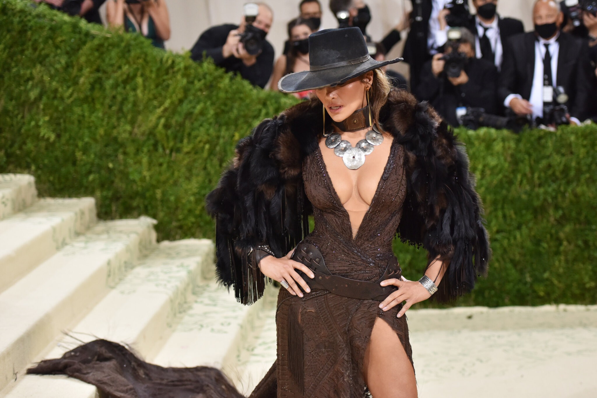 Jennifer Lopez wears Ralph Lauren for "America: A Lexicon Of Fashion" at the 2021 Met Gala