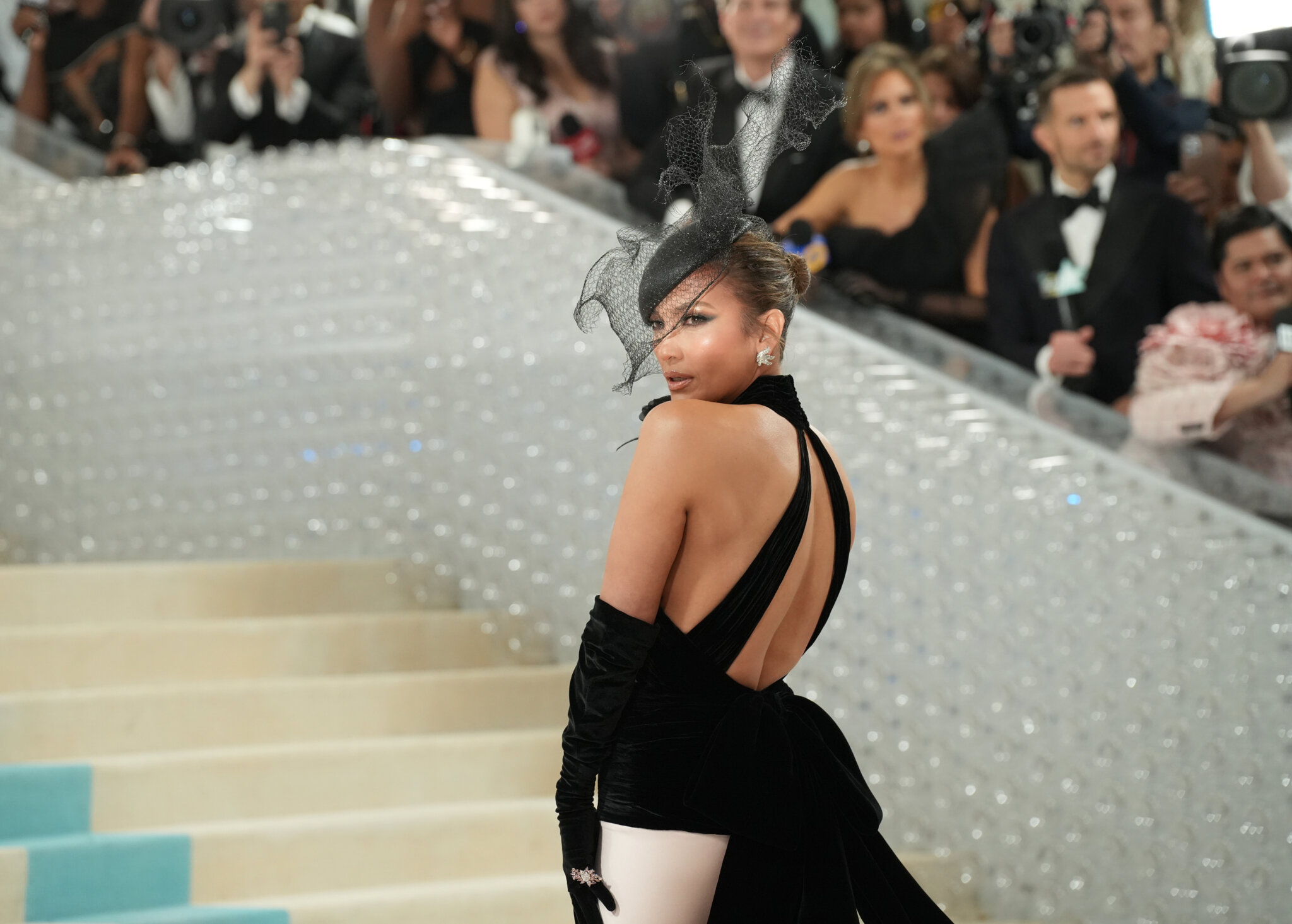 Jennifer Lopez celebrates "Karl Lagerfeld: A Line Of Beauty" in tastefully revealing Ralph Lauren at the 2023 Met Gala