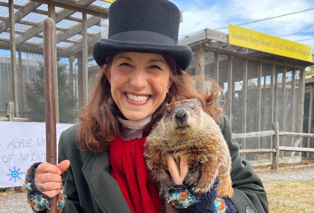 Tammy Flanell with Allen McButterpants at Evelyn Alexander Wildlife Rescue Center