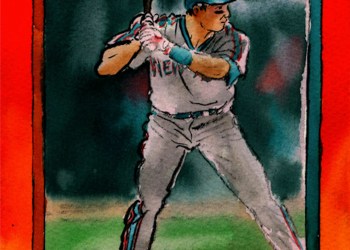 Todd Hundley Topps baseball card painted by Andy Friedman