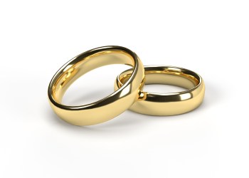 Golden wedding rings.