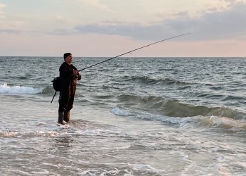 Robert Lopez surfcasting on the South Shore on April 23