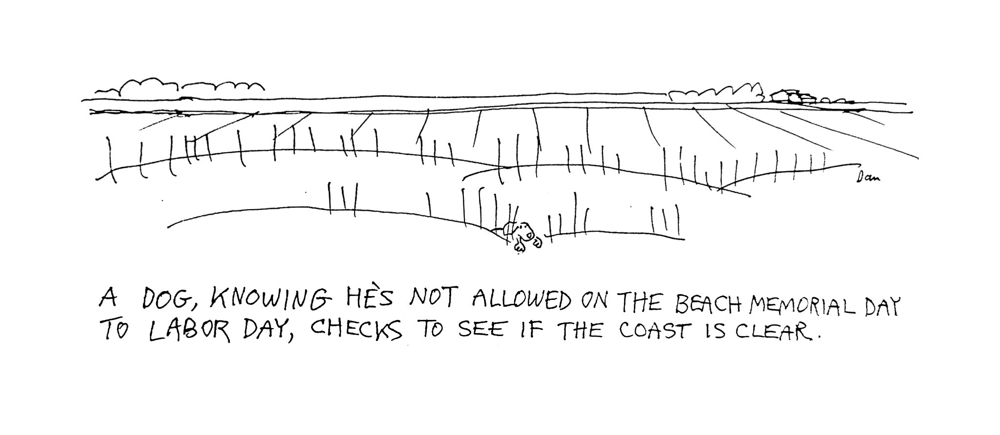 Dog beach cartoon by Dan Rattiner