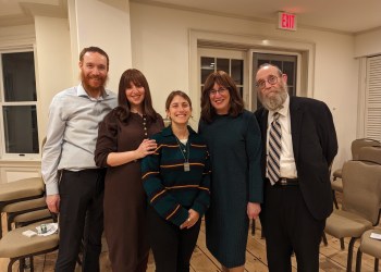 Left to right: Rabbi Aizik & Musia Baumgarten, Eden Gafner, Rabbi Leibel & Goldie Baumgarten (Chabad of the Hamptons)