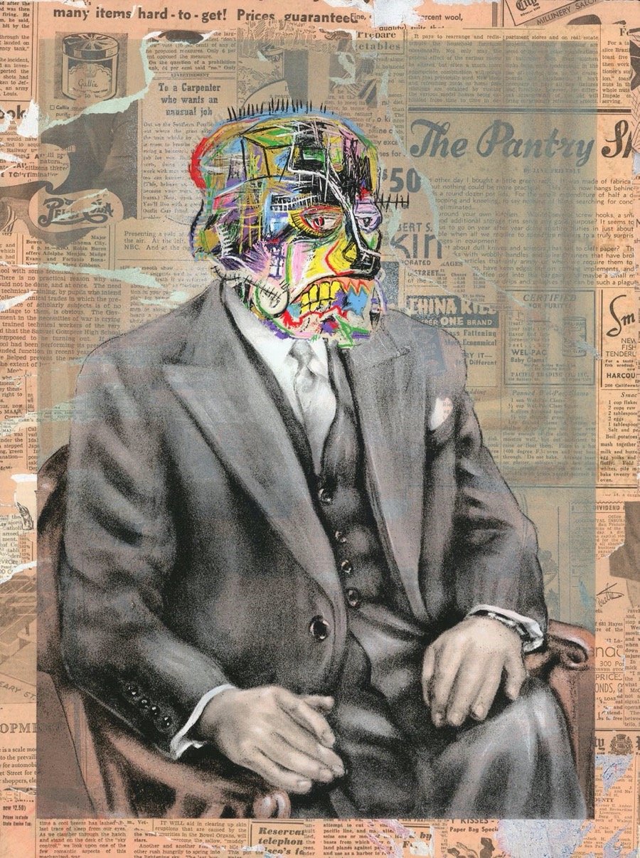 Mr. Brainwash's "The Portrait" (2021, Silkscreen and Mixed Media on Paper, 30" x 22") available at DTR Modern Galleries