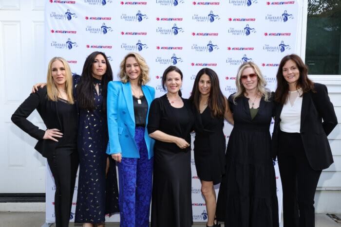 BEVERLY HILLS, CALIFORNIA - MAY 08: (L-R) Dr. Jenn Mann, Chloé Jo Davis, Brooke Goldstein, Meredith Salenger and guests attends Los Angeles End Jew Hatred/ The Lawfare Project Fundraiser on May 08, 2024 in Beverly Hills, California. (Photo by Amy Sussman/Getty Images for End Jew Hatred / The Lawfare Project)