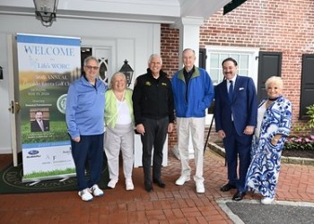 CEO Michael Billia, Chairwoman Lynne Koufakis, Nassau County Exec. Bruce Blakeman, Bill O'Reilly, Honoree Howard Fensterman, Victoria Schneps at Golf Benefit