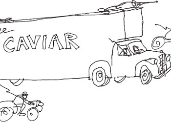 Caviar trucks cartoon by Dan Rattiner