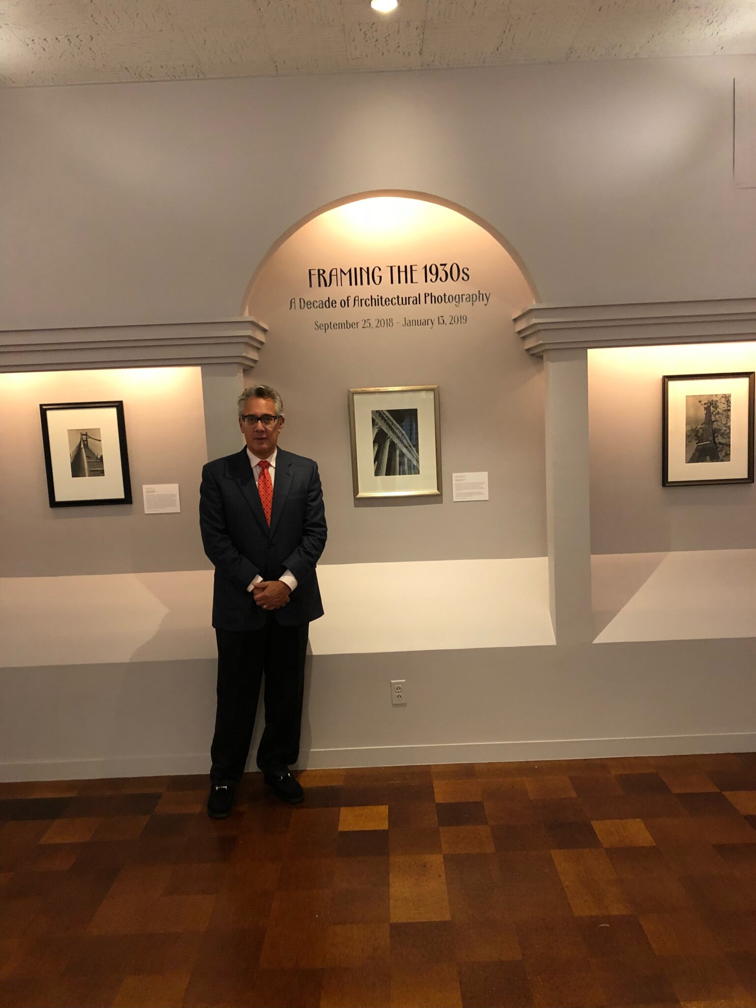 Peter Gordenstein with his phot ography exhibition “Framing the 1930’s” at the Springfield Art Museum.