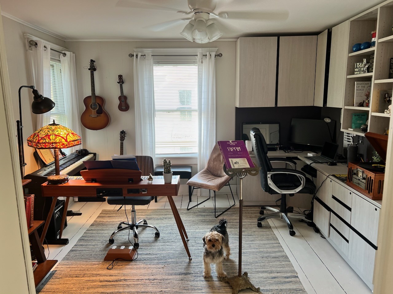 Brian Quillin's original Greenport classroom space and dog Dexter