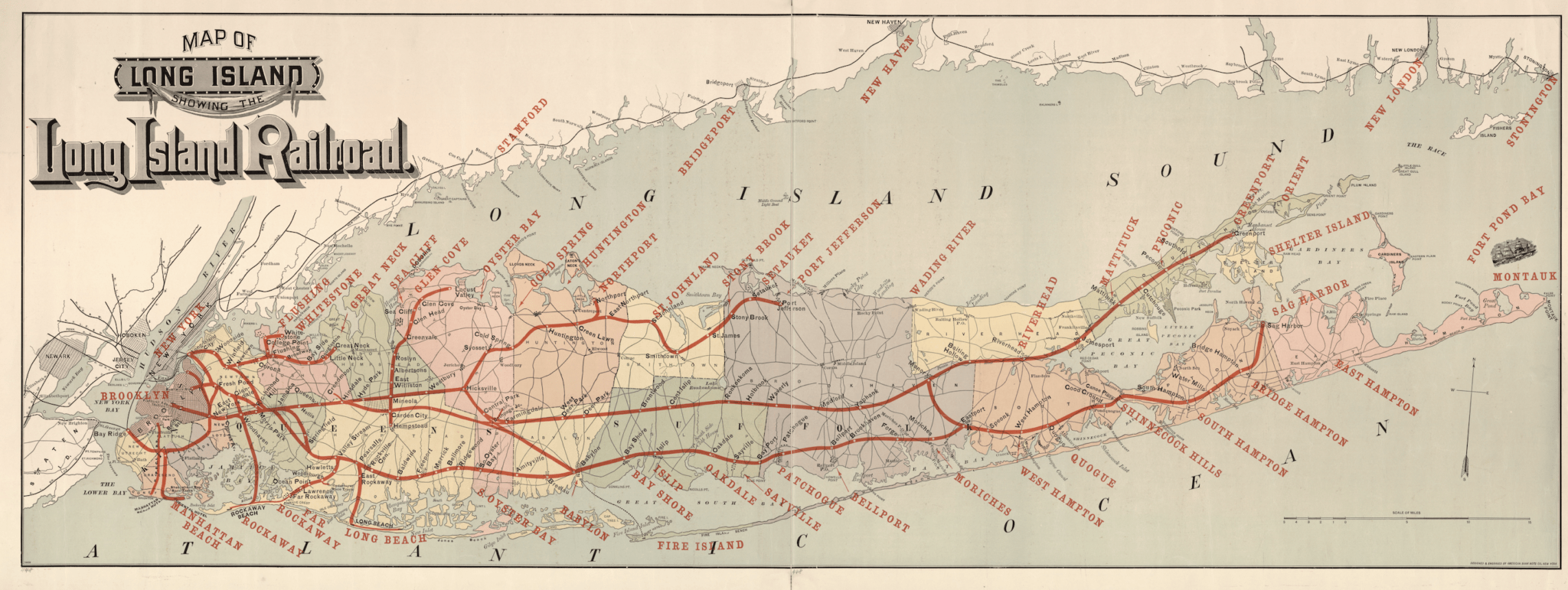 A map of the Long Island Railroad