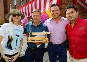 Lynn Matsuoka, Thomas Gardella (Mayor of Sag Harbor), Tora and Jesse Matsuoka (owners of SEN) at Japanese Matsuri Festival