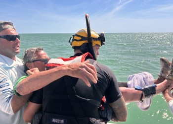 Fisherman Norman Orsinger being rescued