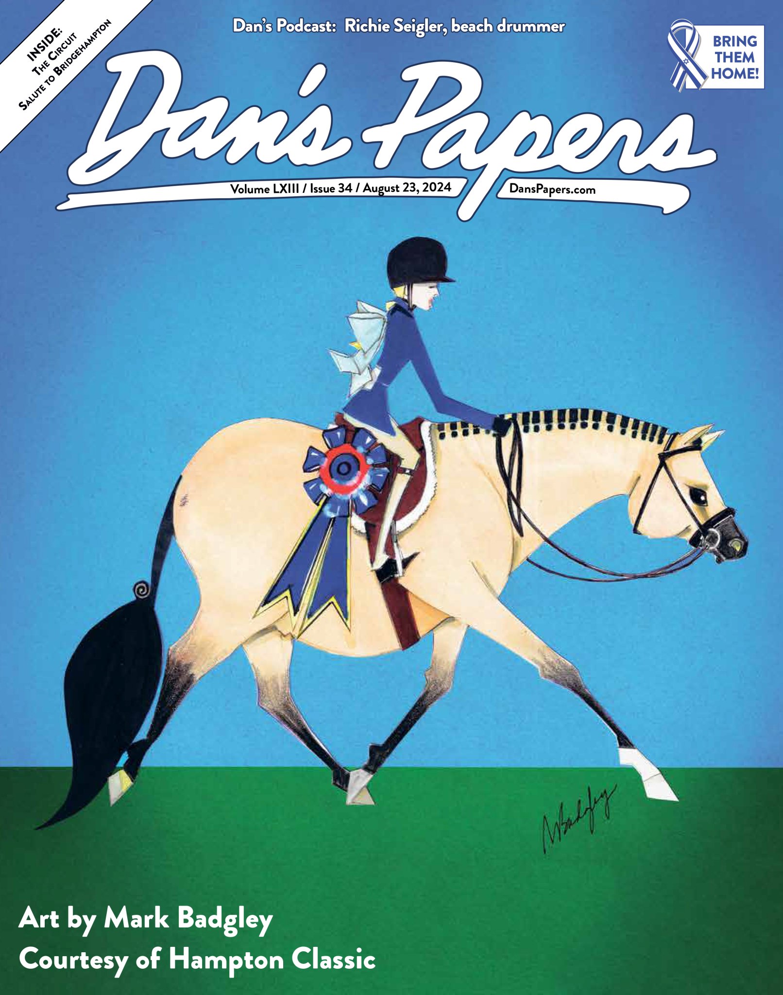 August 23, 2024 Dan's Papers cover art by Mark Badgley for the Hampton Classic Horse Show