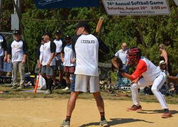 Cesaroo takes the plate at the Artists & Writers Game