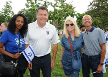 Nassau County Legislator Mazi Pilip, U.S. Representative Nick LaLota, Judy and Sylvain Siboni at We Stand with Israel Rally