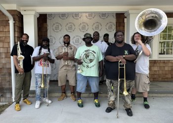 The Hot 8 Brass Band - Andrew Calhoun, Tyrus Chapman, Cris Cotton, Alvarez Huntley, Darrayl McGowan, Greshiren Britton, Larry Brown, Andrew Perrone at Jazz Soul Celebration