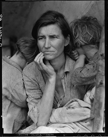 Dorothea Lange, Destitute pea pickers in California. Mother of seven children. Age thirty-two. Nipomo, California, 1936.  Library of Congress