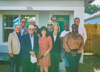 Front Row: Arthur Schwartman, Bob Lerner, Cheryl Schulman, Jeanine Banks, Homeowners, Back Row: Matthew Linderman, Barry Roberts Christina Guilianti, Kathy Kohlhepp, Danny Schulman, Peter Ruben at Sponsor Home