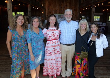 Hallockville Barn-Raising Committee Samantha Moore, Exec. Dir. Heather Johnson, Sara Phillips, Alfonso Martinez-Fonts, Lois Leonard, Donna Albano at Hallockville Museum Farm